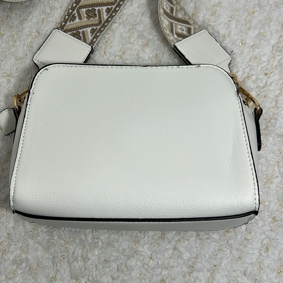 White Crossbody Bag with Gold Accent - Picture 6 of 10